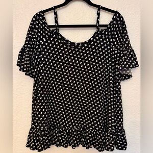 MICHAEL by Michael Kors Black and White Polka Dot Blouse Size M